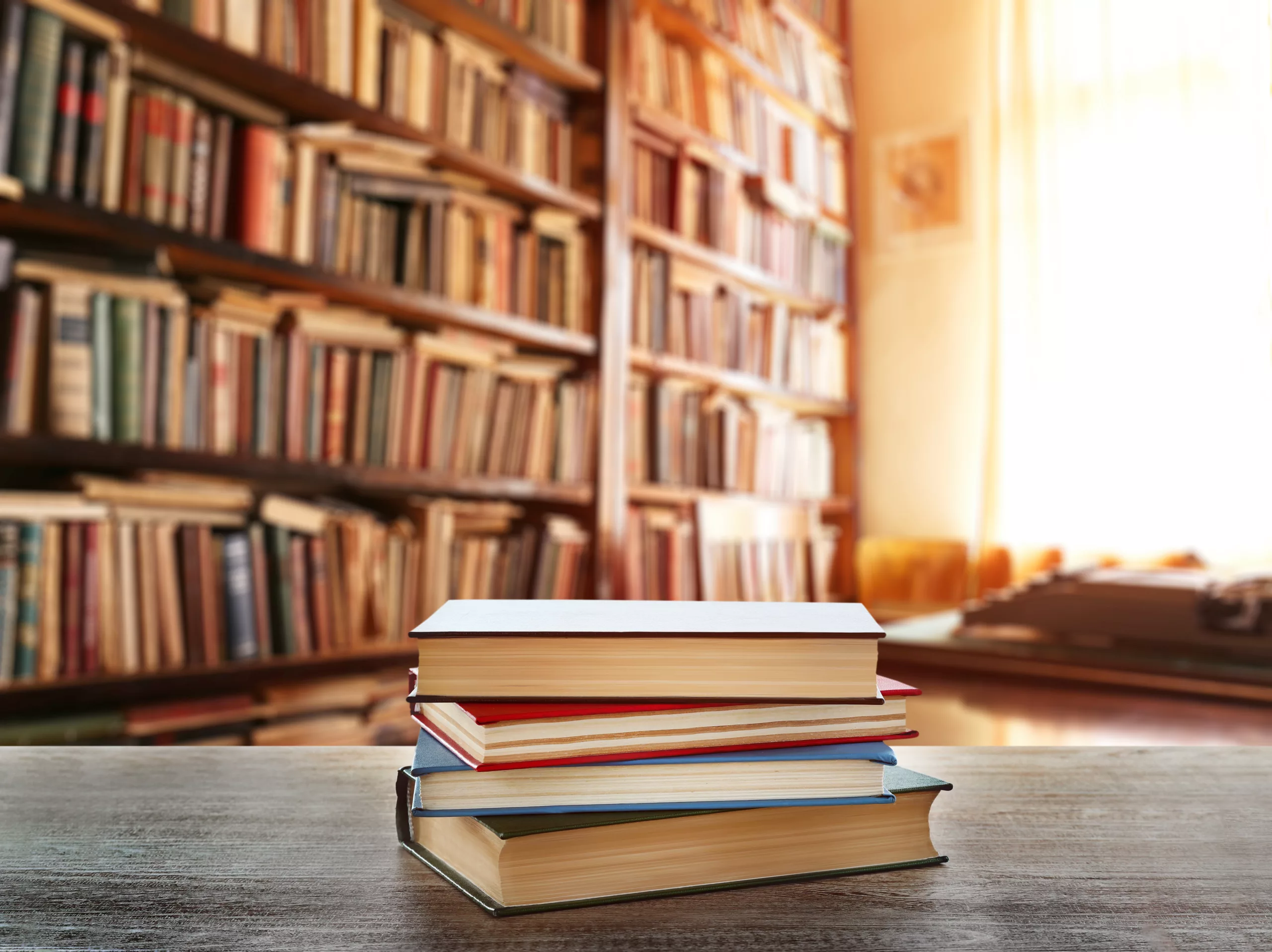 A stack of books at the library
