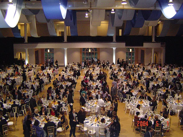 A banquet set up at the Trinity Center